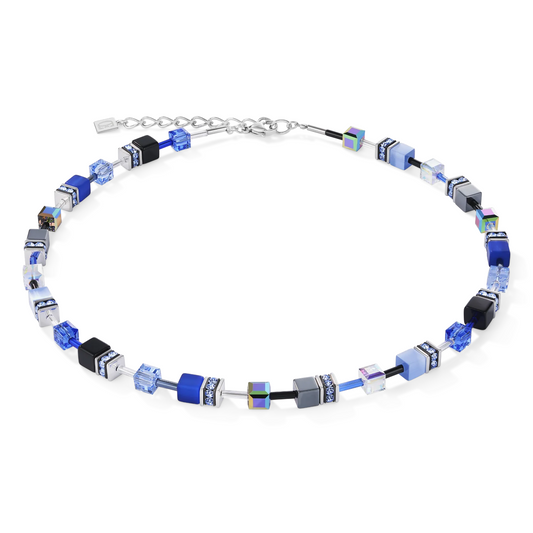COEUR DE LION - Halskette GeoCUBE® kobaltblau in Edelstahl Grau