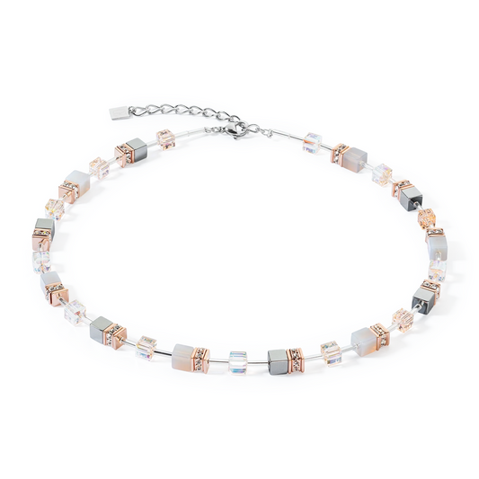 COEUR DE LION - Halskette GeoCUBE® Iconic Precious roségold-peach in Edelstahl Grau