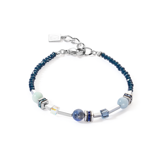 COEUR DE LION - Armkette Atlantis Spheres silber-blau in Edelstahl Grau