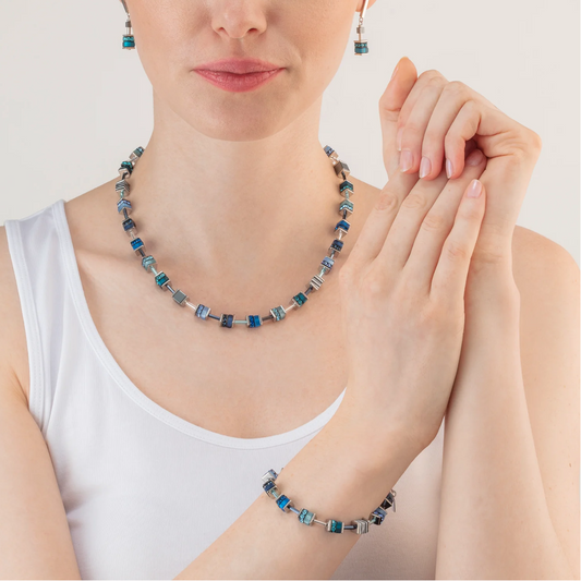 COEUR DE LION - Halskette Sparkling Classic Update blau in Edelstahl Grau
