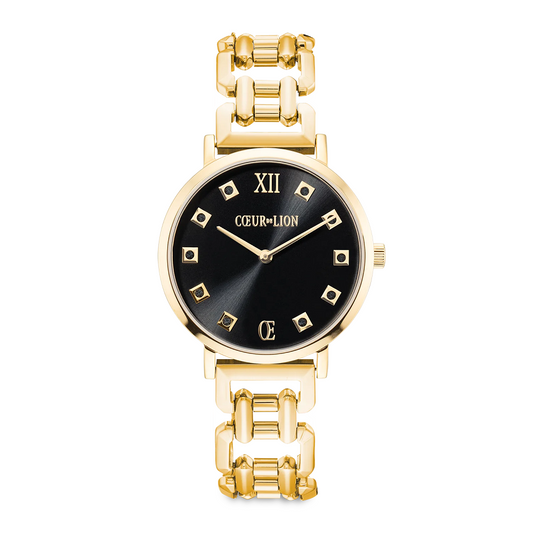 COEUR DE LION - Damenuhr Sparkling Glamourous Schwarz in Edelstahl Gold