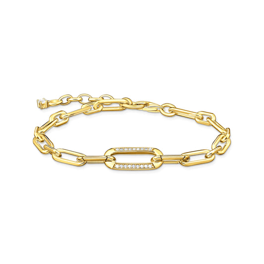 THOMAS SABO - Armkette Gin Silber vergoldet mit Gliedern und steinbesetztem Ankerelement