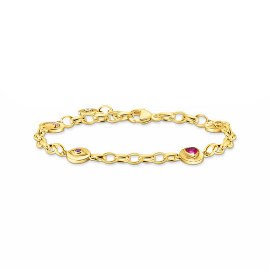 THOMAS SABO - Armkette in SIlber vergoldet mit symbolischen Mond, Auge, Herz und Sonne