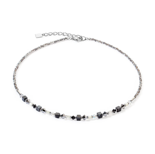 COEUR DE LION - Halskette Princess Shape Mix schwarz-weiß in Edelstahl Grau