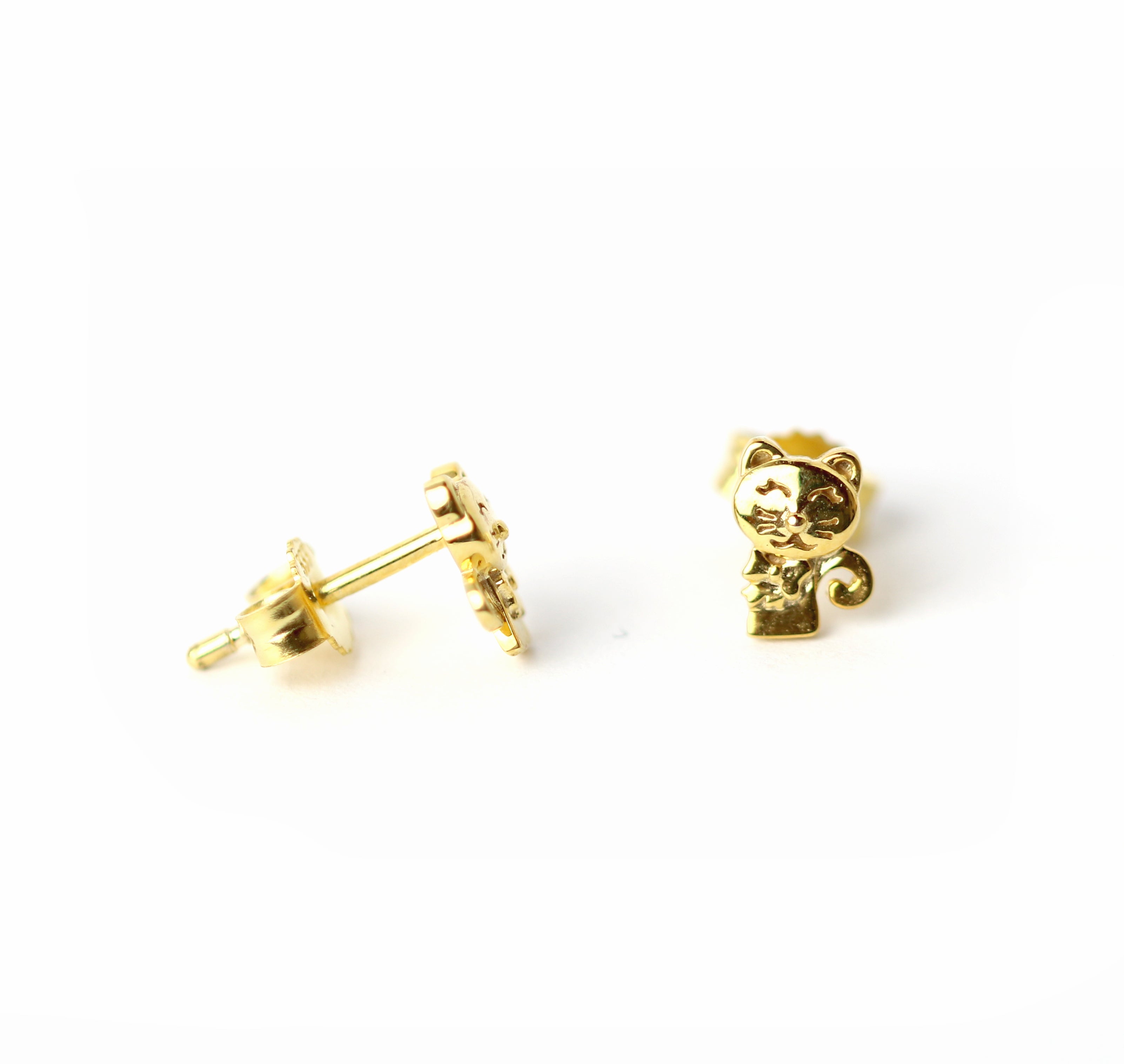WILHELM MÜLLER - Kinderohrstecker in Gold mit Katzen - Juwelier Donkel