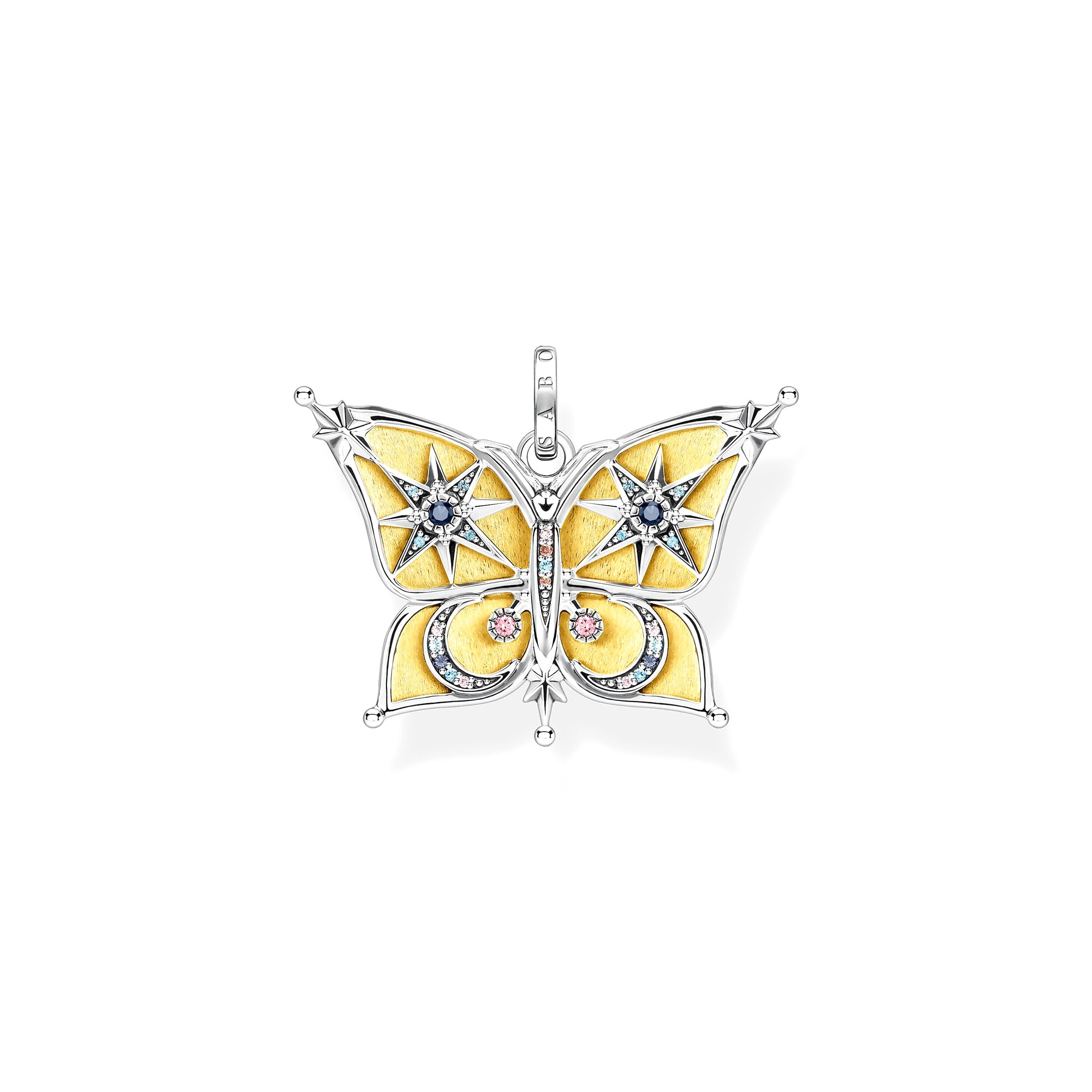 THOMAS SABO - Anhänger Schmetterling mit Mond und Sterne in Silber teilweise vergoldet
