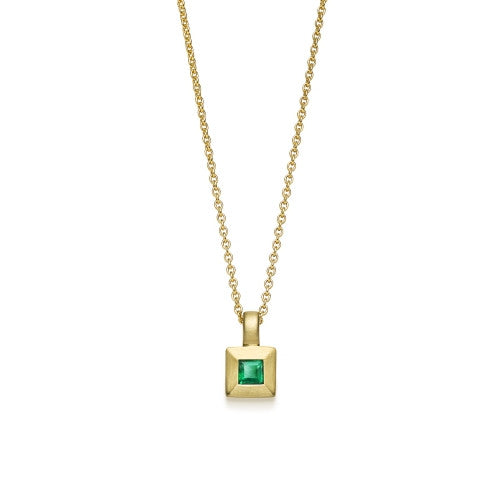 WILHELM MÜLLER - Halskette in Gold mattiert mit Smaragd
