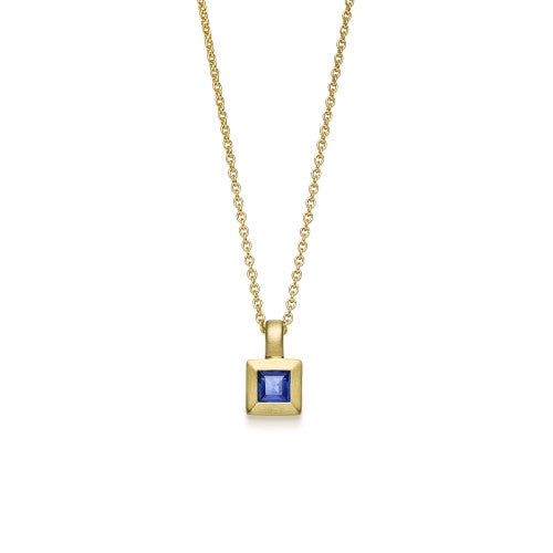 WILHELM MÜLLER - Halskette in Gold mattiert mit blauem Saphir