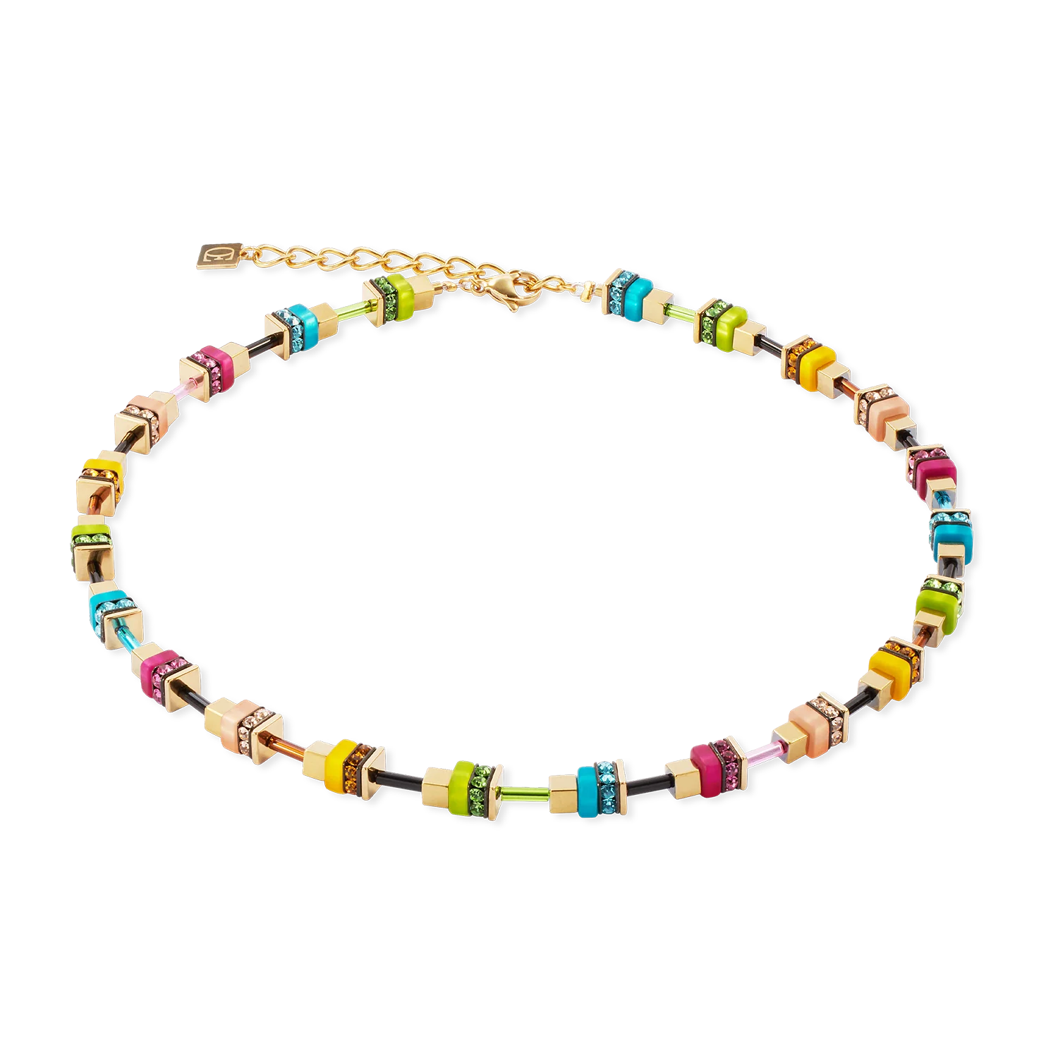 Halskette Boho Sunset Cube rainbow