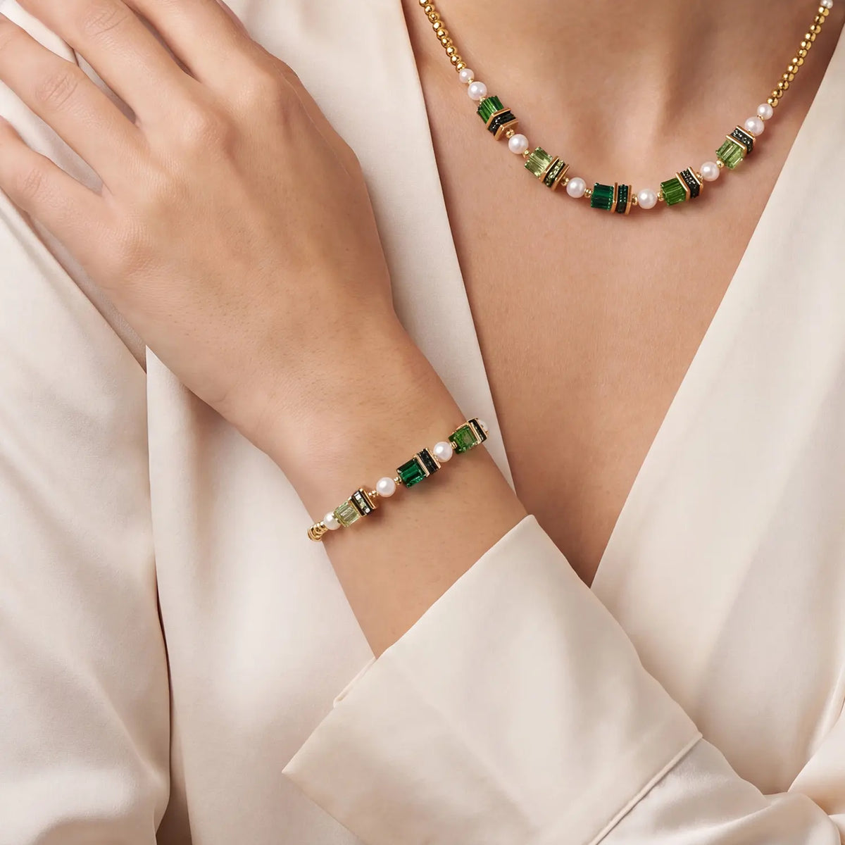 Armband Sparkling Princess gold-emerald
