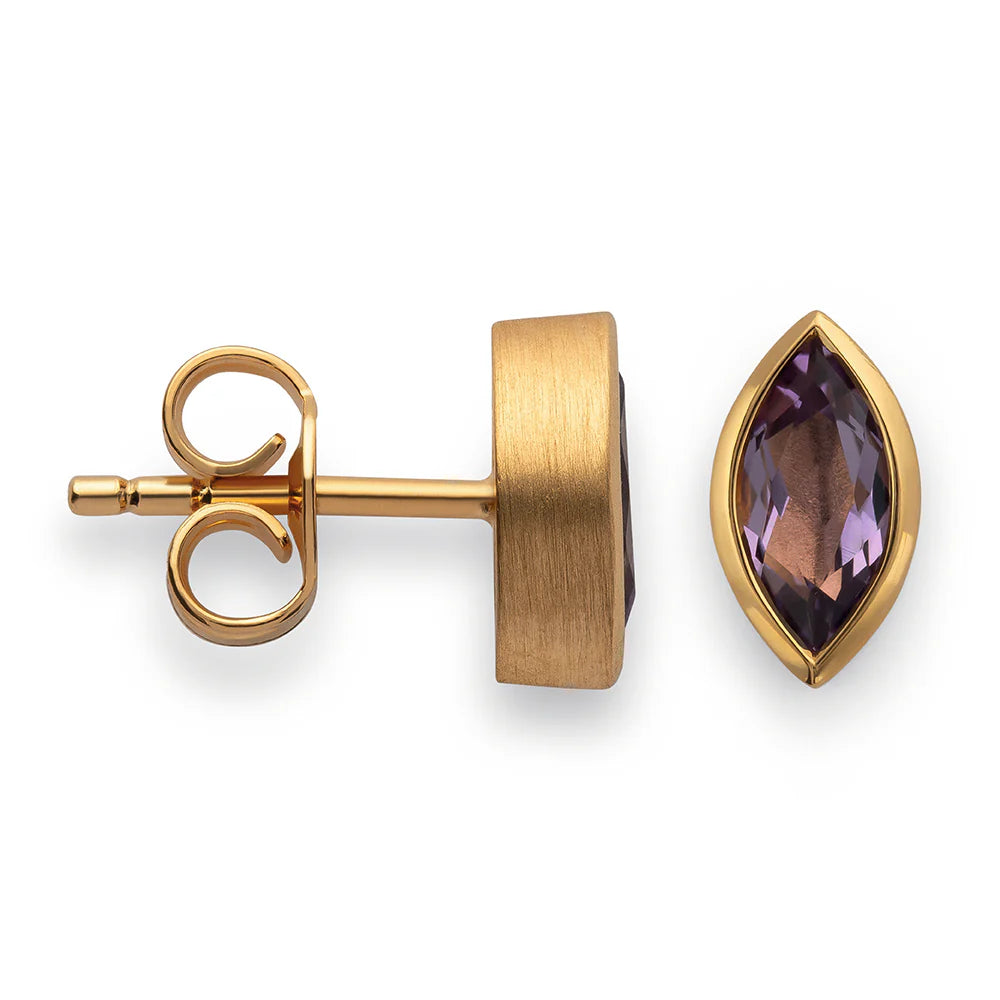 BASTIAN INVERUN - Ohrstecker Navette Amethyst lila
