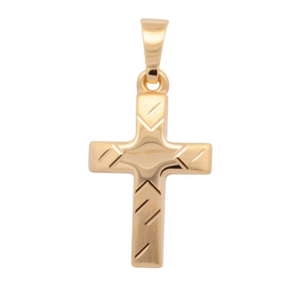 WILHELM MÜLLER - Anhänger Kreuz Gold gemustert 16mm x 11mm