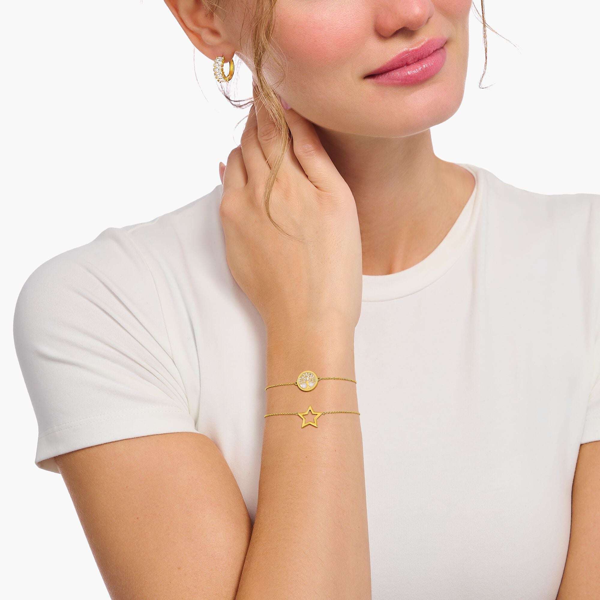 THOMAS SABO - Armkette in SIlber vergolder mit Tree-of-Love-Anhänger und weißer Emaille