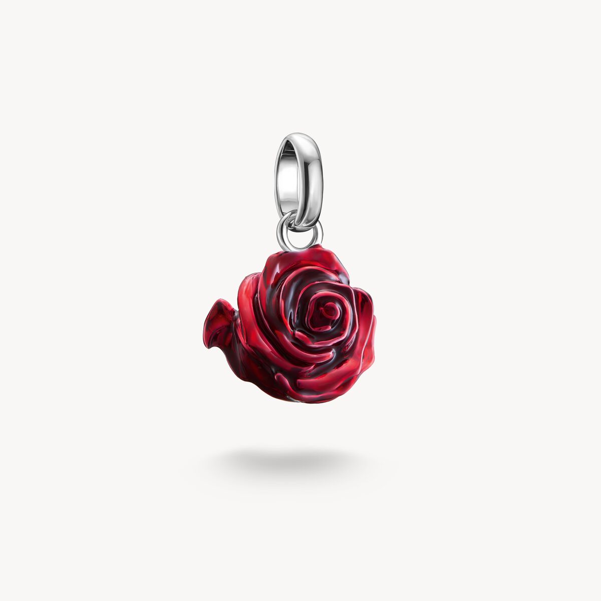 THOMAS SABO - Charm-Anhänger Rosenblüte rot Connect Silber
