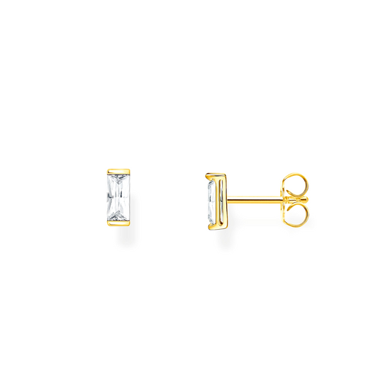 THOMAS SABO - Ohrstecker in Silber vergoldet mit weißem Stein in Baguette-Schliff