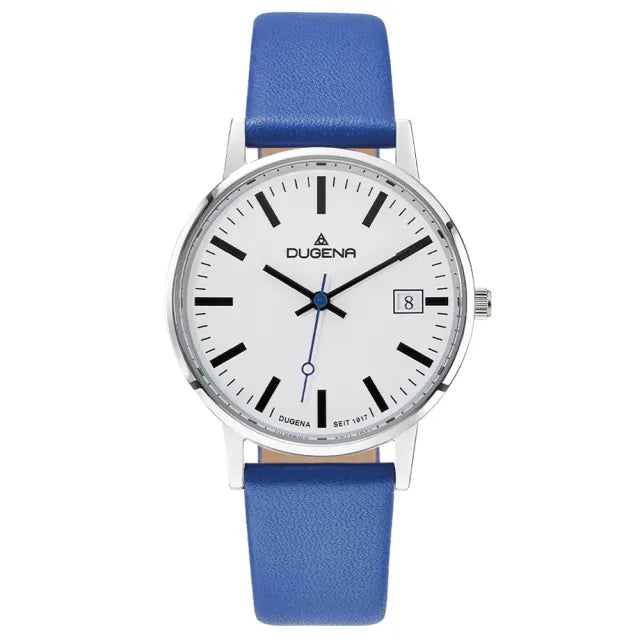 Moma Weiß Silber Lederband Blau
