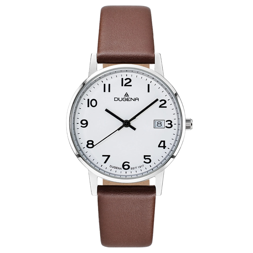 DUGENA - Moma Weiß Silber Lederband Braun