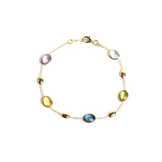 ELAINE FIRENZE - Armkette in Gold mit ovalem Amethyst, Citrin, hellem-Topas, Peridot und dunklem- Topas