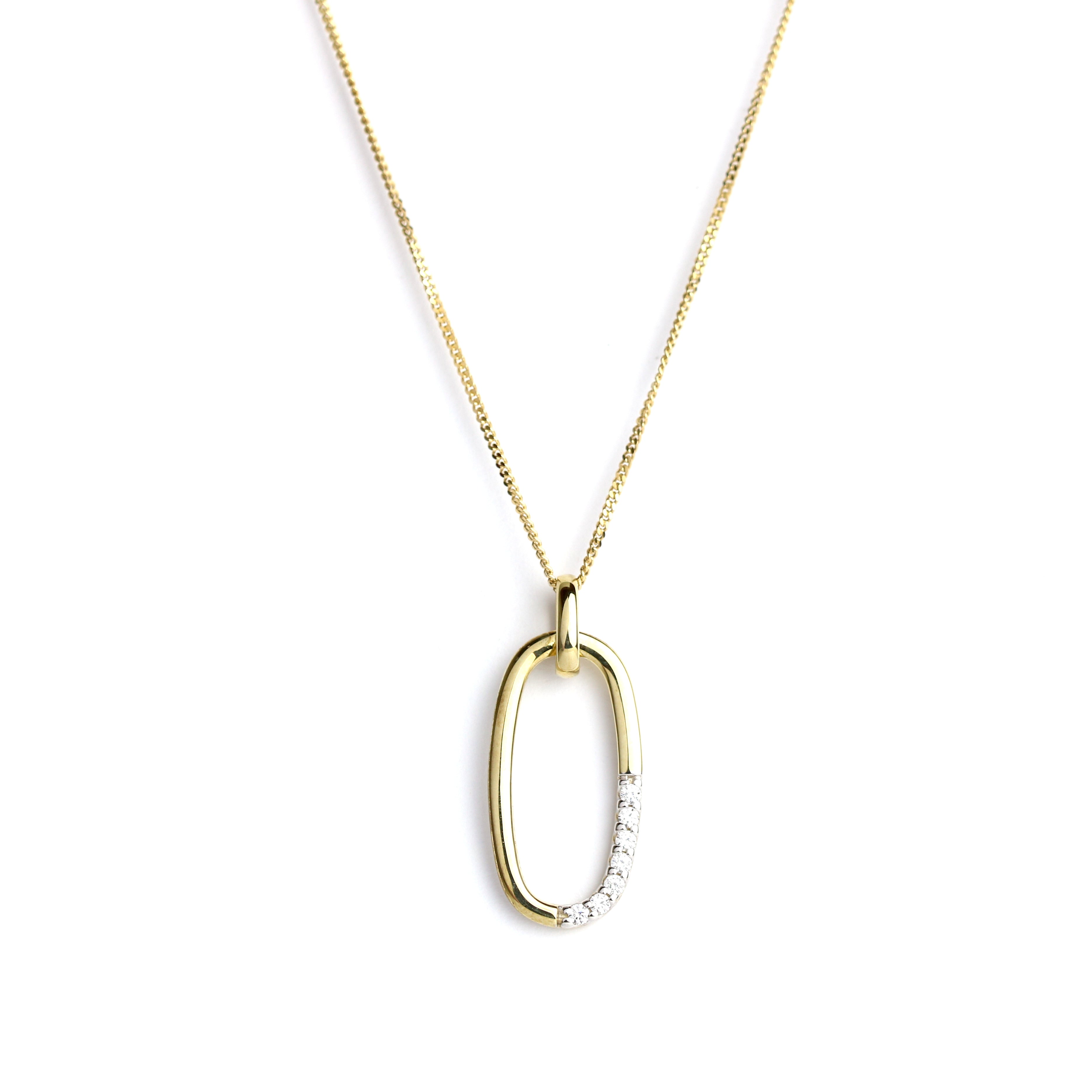WILHELM MÜLLER- Anhänger Oval in Gold mit Zirkonia