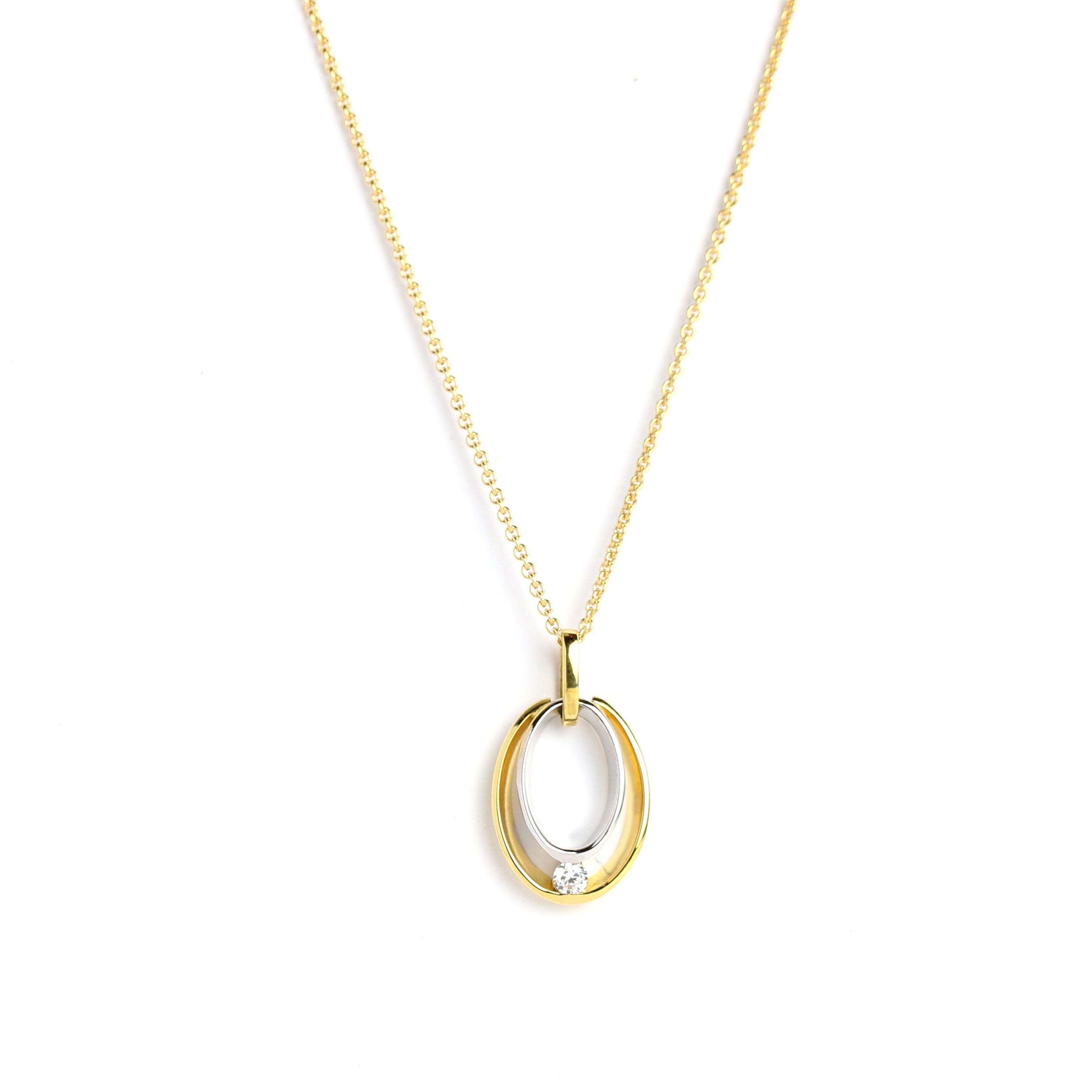 WILHELM MÜLLER  - Anhänger in Bicolor Gold mit Zirkonia