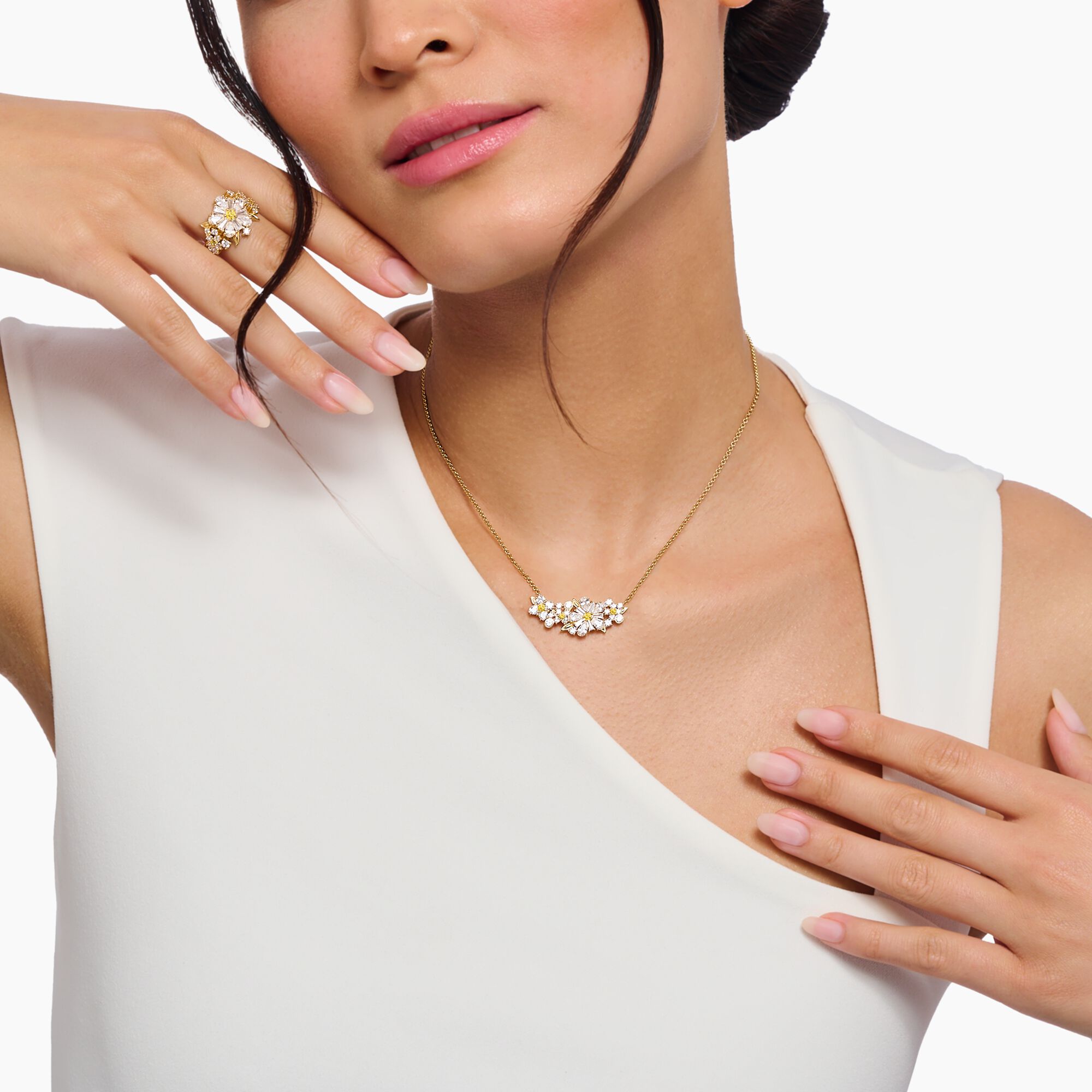 THOMAS SABO - Kette Blume Lovely Daisy mit Steinen vergoldet