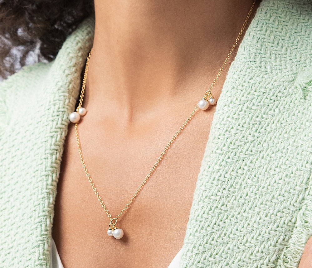BASTIAN INVERUN - Halskette Pearl Love in Silber vergoldet