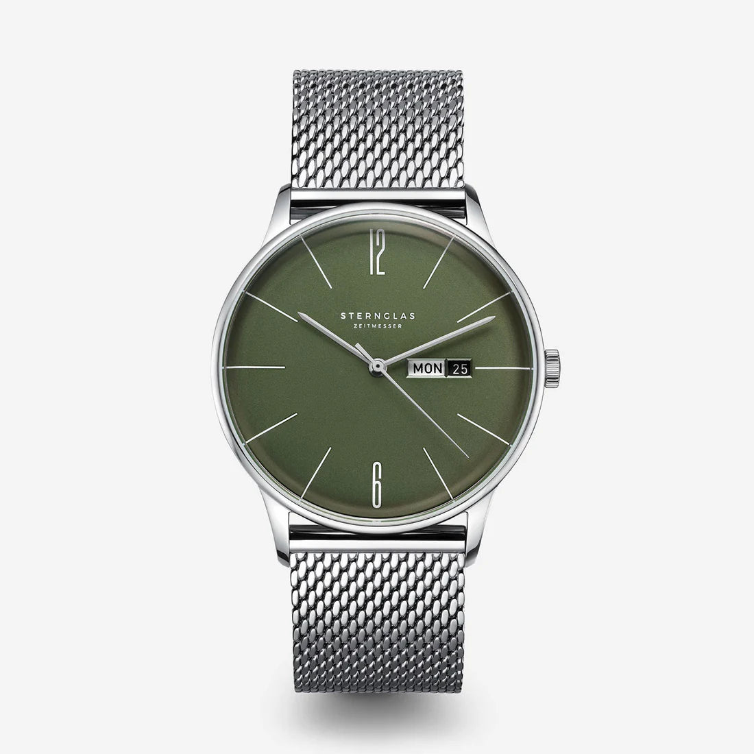 STERNGLAS - Berlin 38mm Quarz Olivgrün Silber