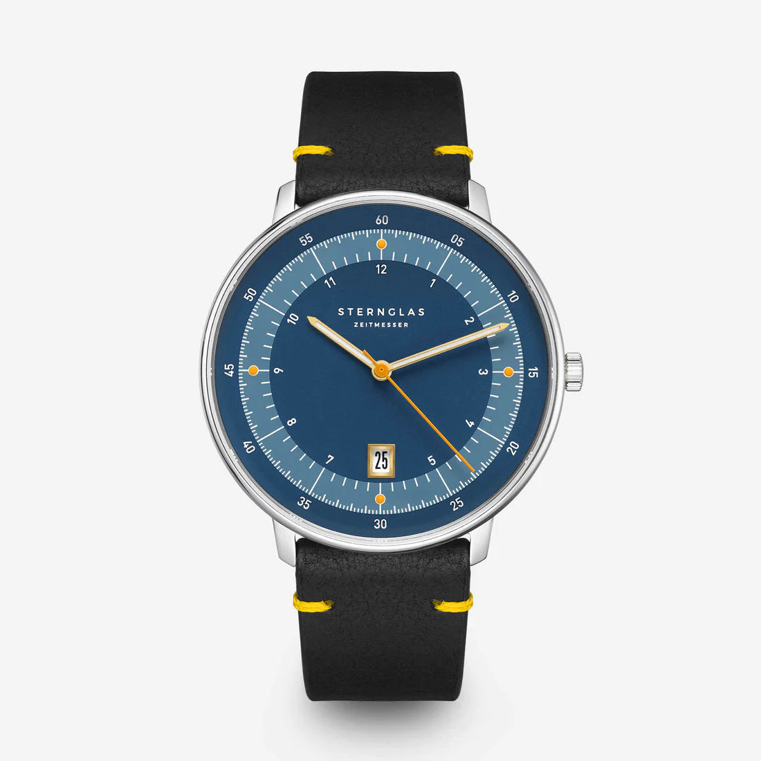 STERNGLAS - Hamburg Edition 1911 42mm Quarz Vintage Nero Gelb