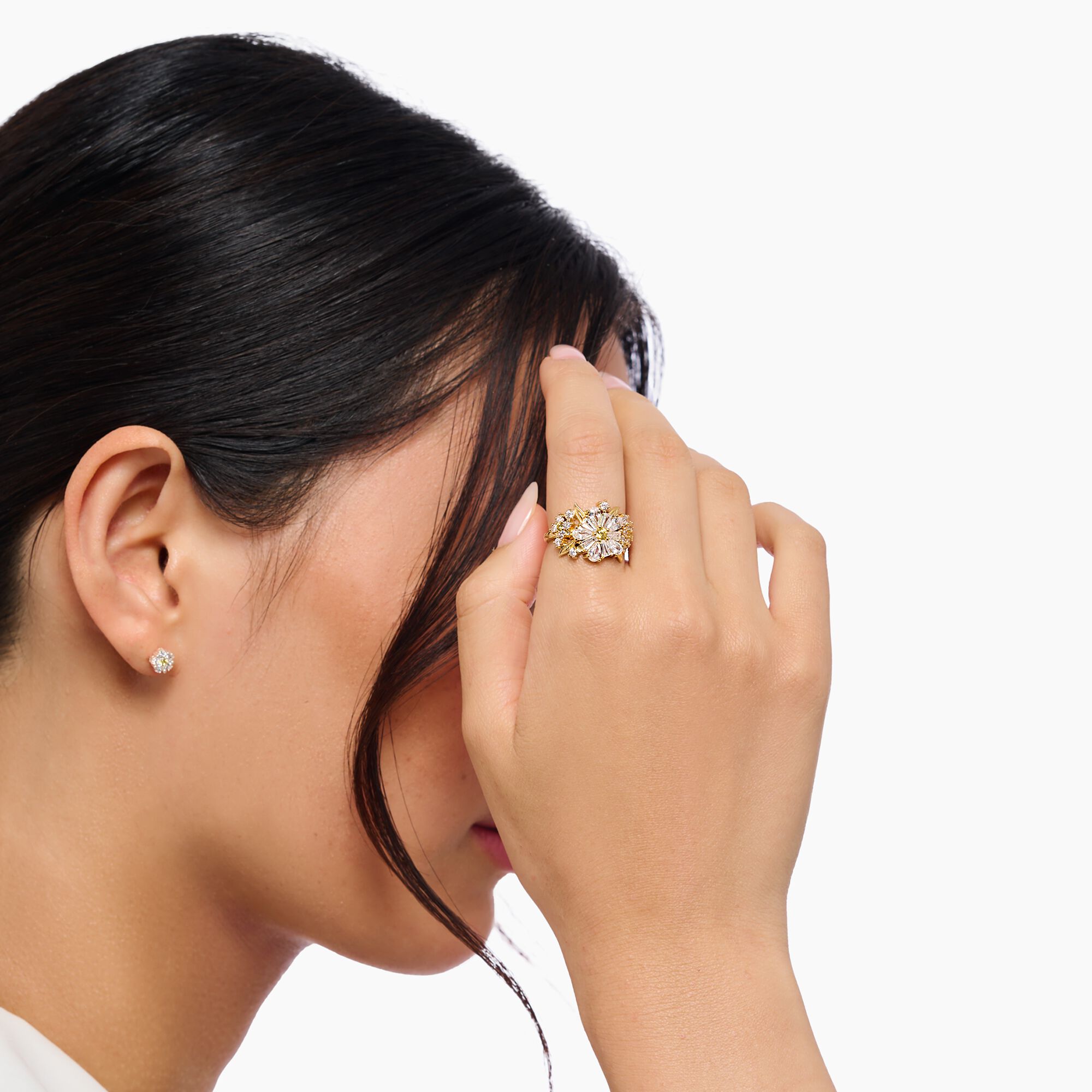THOMAS SABO - Cocktailring Blume Lovely Daisy mit Steinen vergoldet - Juwelier Donkel