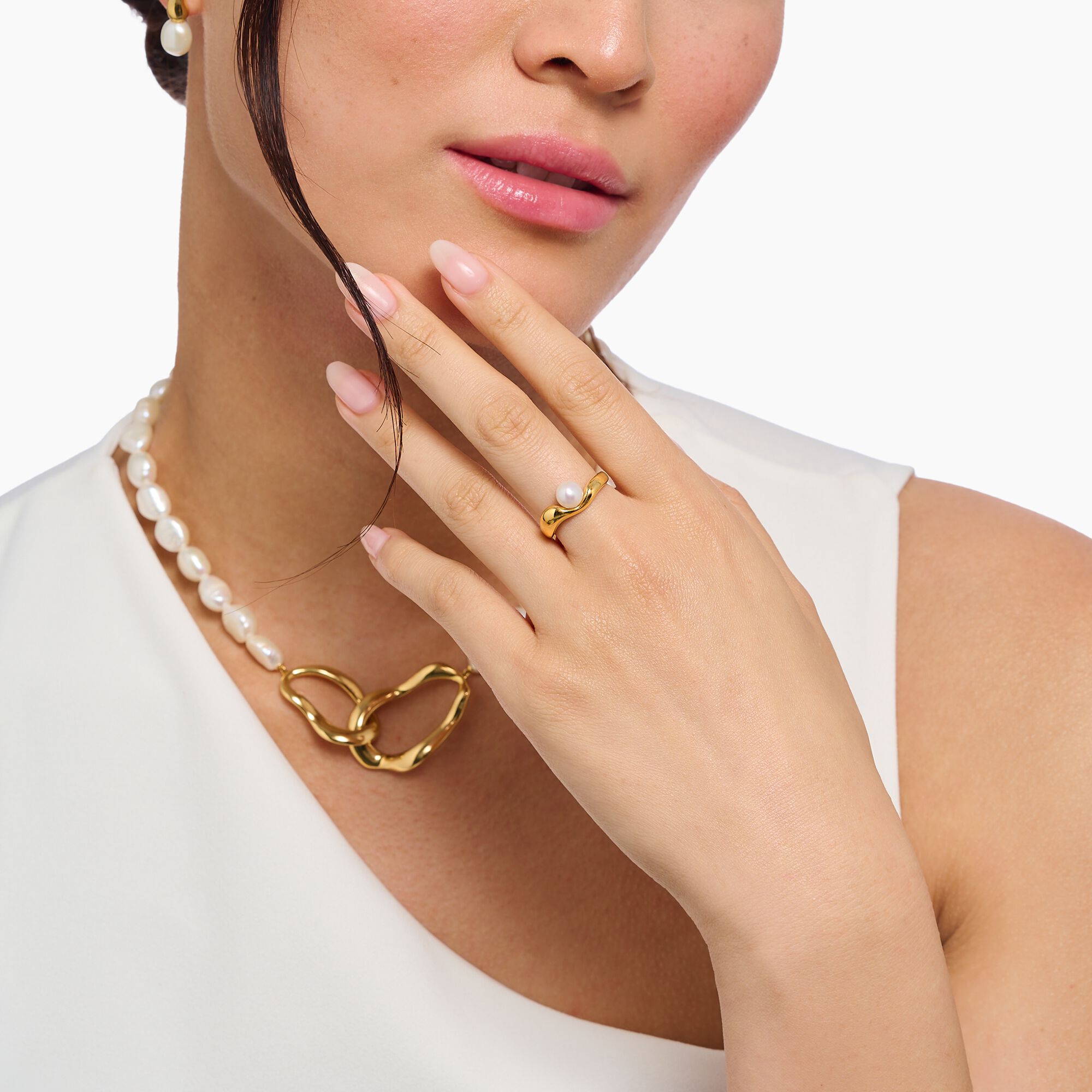 THOMAS SABO - Ring mit Perle Natural Beauty vergoldet - Juwelier Donkel