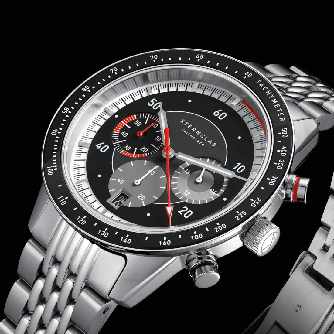 STERNGLAS - Tachymeter 2.0 schwarz-Edelstahl mit sportlich-elegantem Design