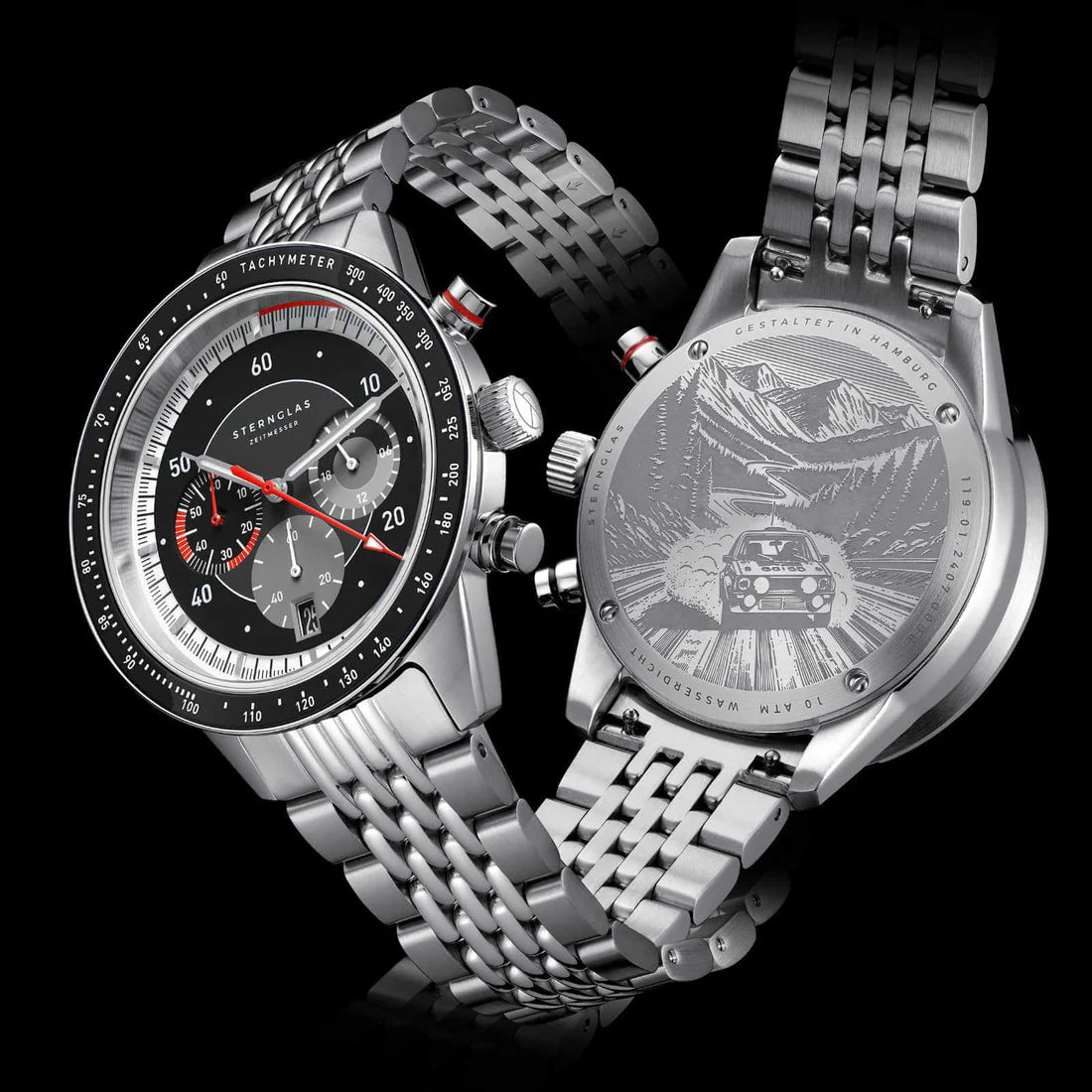 STERNGLAS - Tachymeter 2.0 schwarz-Edelstahl mit sportlich-elegantem Design