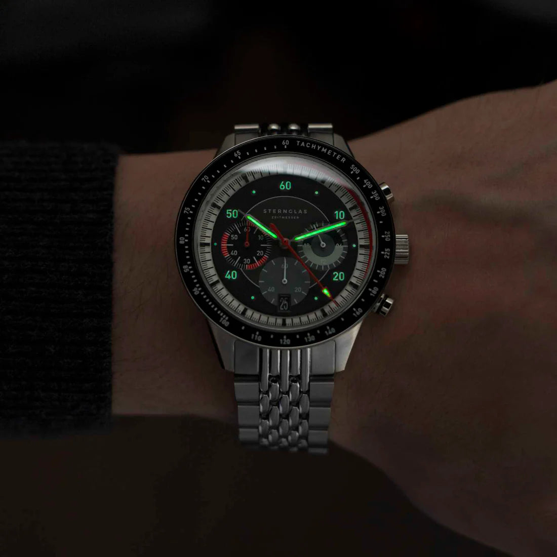 STERNGLAS - Tachymeter 2.0 schwarz-Edelstahl mit sportlich-elegantem Design