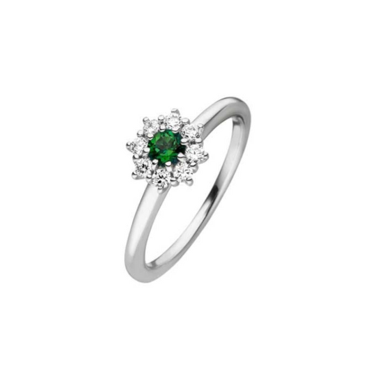 VIVENTY - Ring in Silber mit Zirkonia und grünem Farbstein