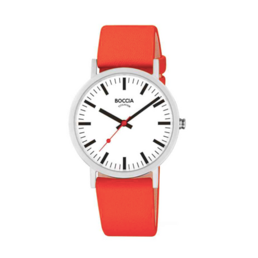 BOCCIA TITANIUM - Unisex-Bahnhofsuhr aus Titan rot