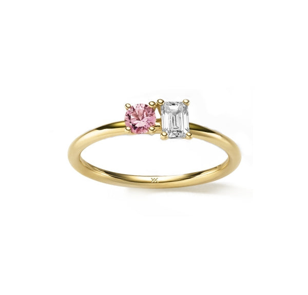 WILHELM MÜLLER - Ring in Gold mit Brillant und pinkem Saphir