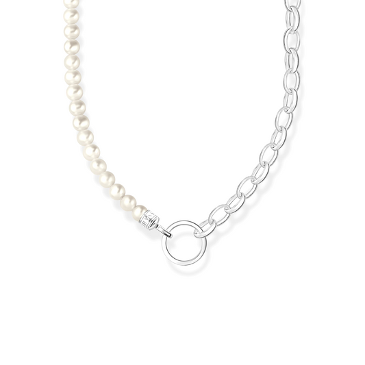 THOMAS SABO - Charm-Kette mit weißen Perlen und Kettengliedern Silber