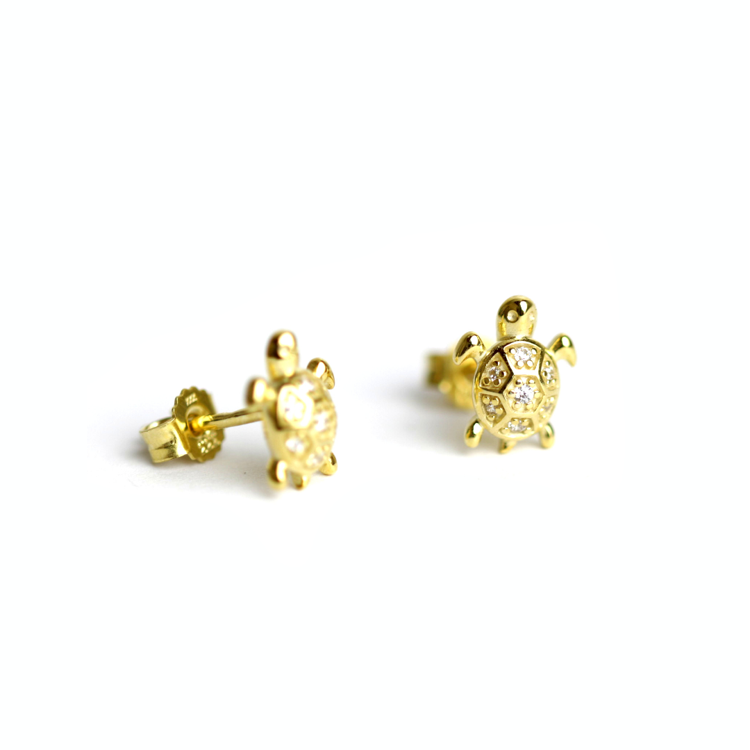 WILHELM MÜLLER - Kinderohrstecker in Gold mit Schildkröte