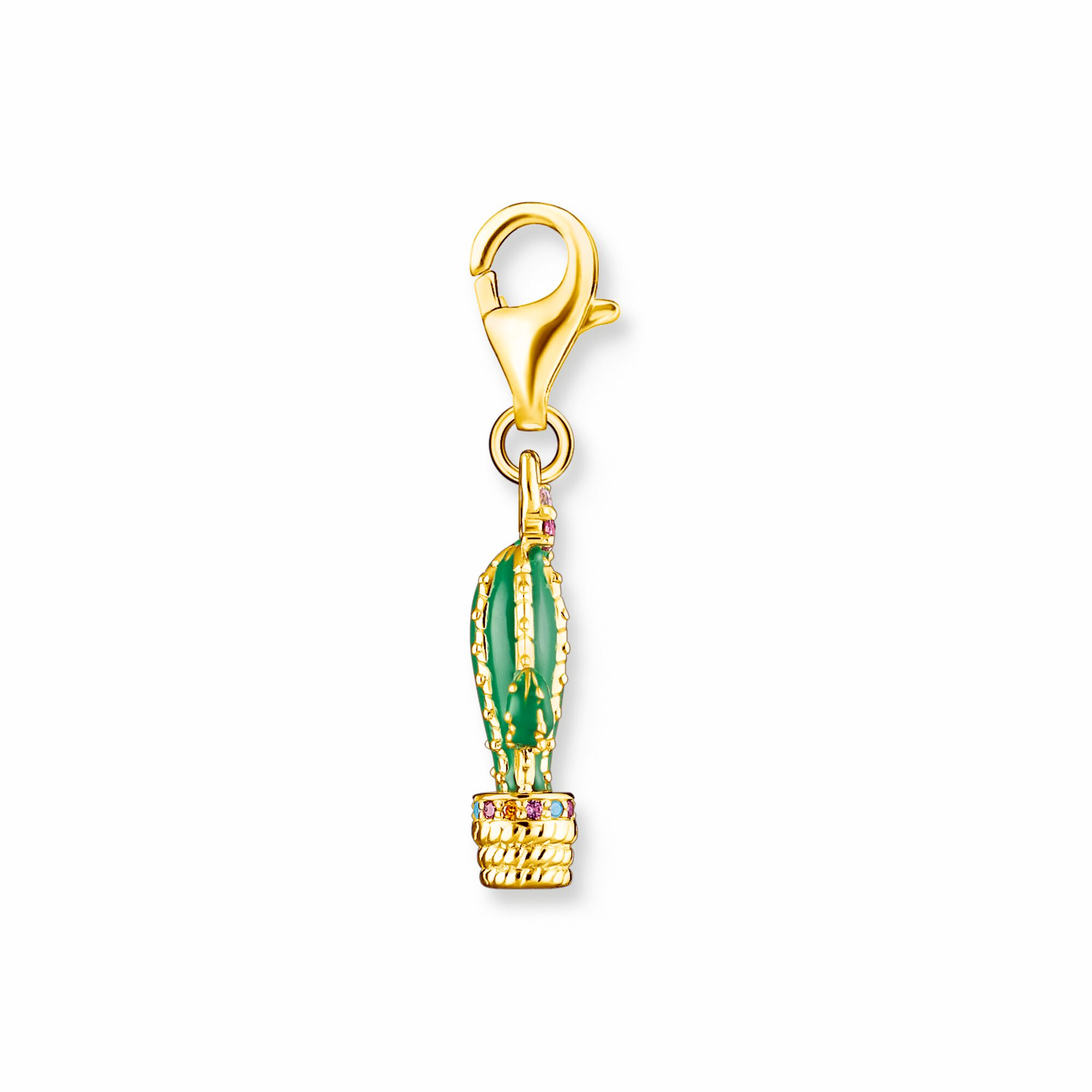 THOMAS SABO - Charm-Anhänger grüner Kaktus in Silber vergoldet - Juwelier Donkel