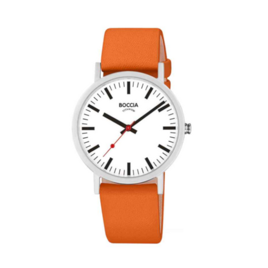 BOCCIA TITANIUM - Unisex-Bahnhofsuhr aus Titan orange