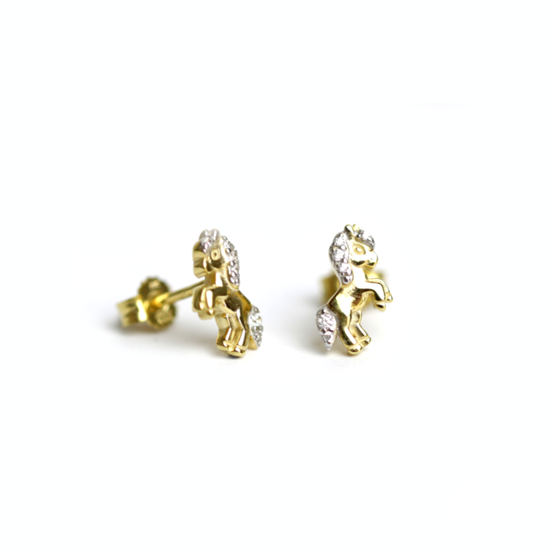 WILHELM MÜLLER - Kinderohrstecker in Gold mit Pferdeform