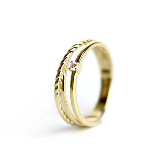 WILHELM MÜLLER - Ring in Gold mit Brillant 3-Fach