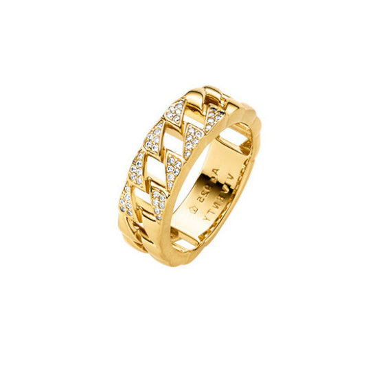 VIVENTY - Ring in Silber vergoldet, Kettenglied mit Zirkonia
