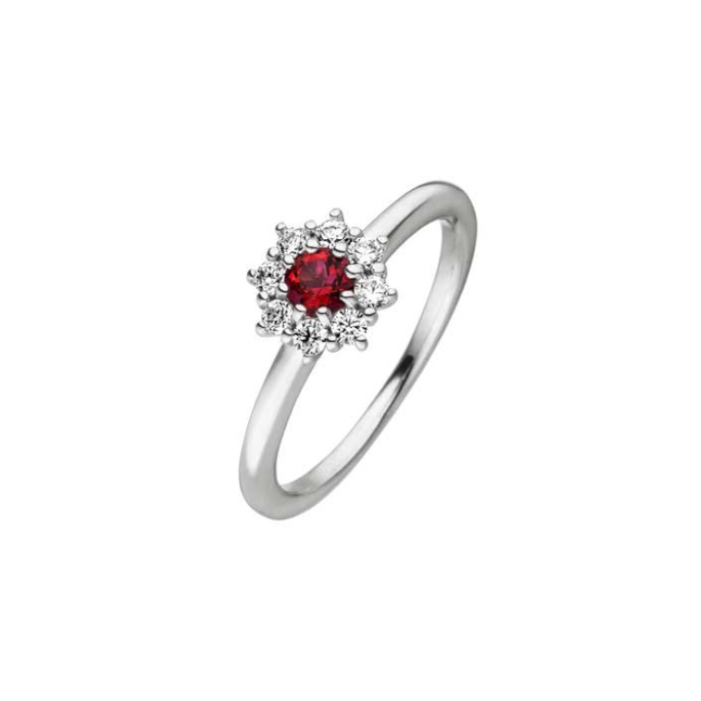 VIVENTY - Ring in Silber mit Zirkonia und rotem Farbstein