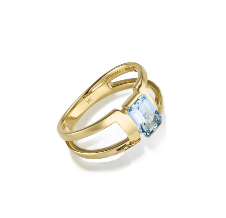 WILHELM MÜLLER - Ring in Gold mit Blautopas