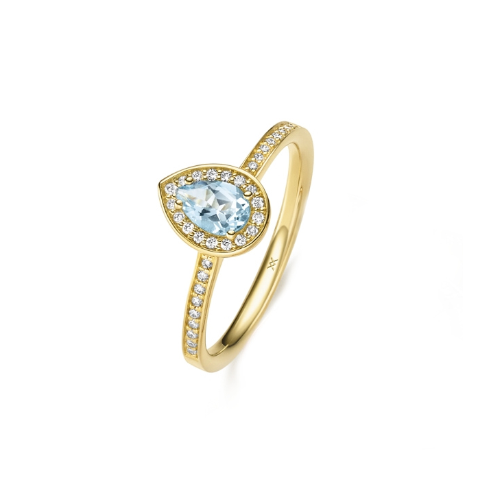 WILHELM MÜLLER - Ring in Gold mit Sky Blue Topas und Brillanten