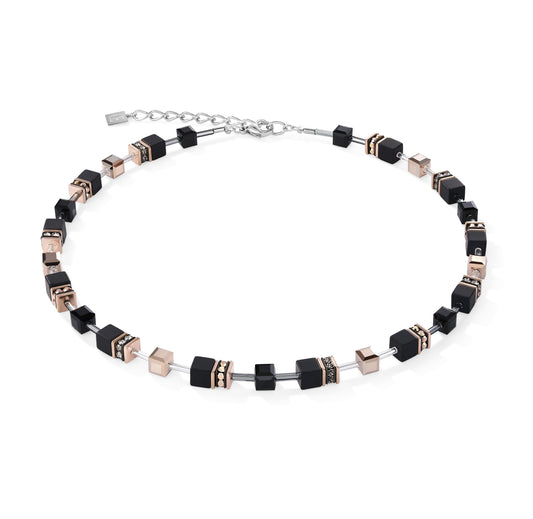 COEUR DE LION - Halskette Onyx schwarz-roségold in Edelstahl Grau
