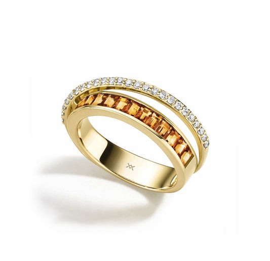 WILHELM MÜLLER - Ring in Gold mit Brillanten und Citrinen