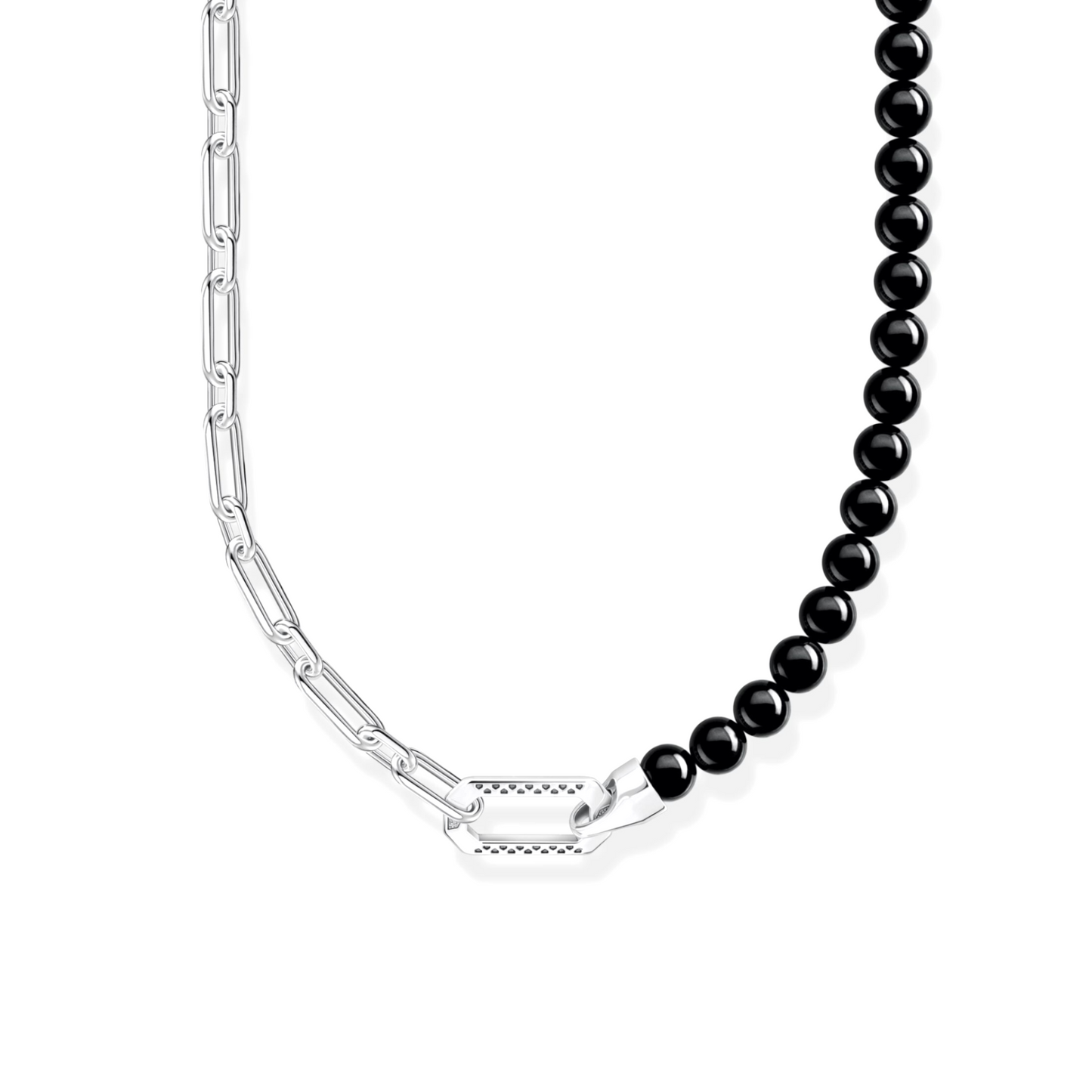 THOMAS SABO - Kette mit schwarzen Onyx-Beads und Kettengliedern Silber