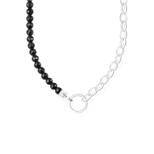 THOMAS SABO - Charm-Kette mit schwarzen Onyx-Beads und Kettengliedern Silber